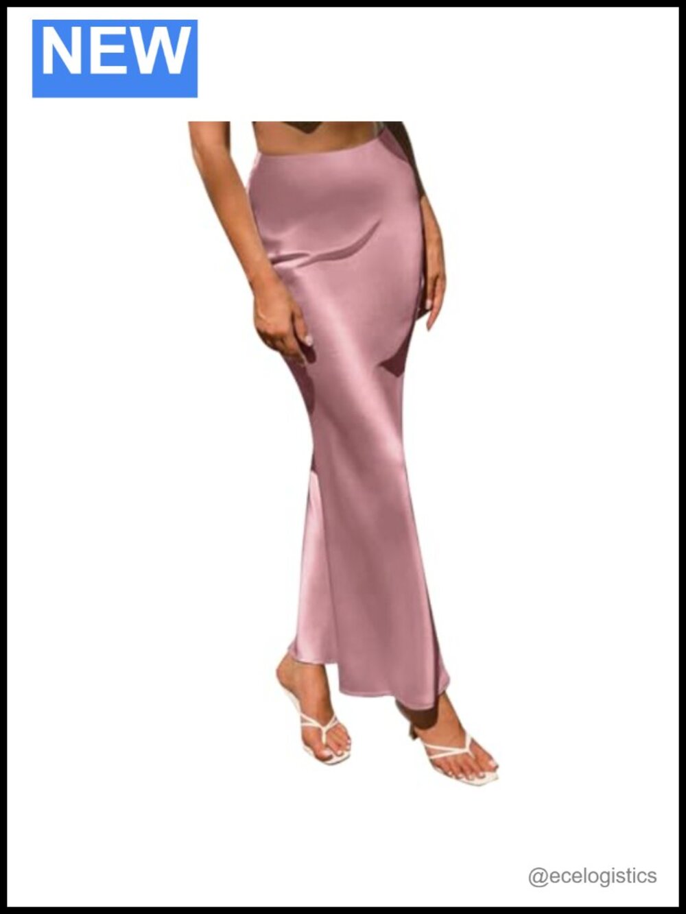 Satin Silk High Waist Ruffle A-Line Long Maxi Skirt Tulip Hem